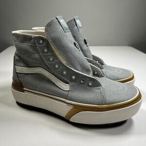 Vans Sk8 Hi Platform Gray Canvas Sneakers Womens 9.5 Mens 8 NO LACES